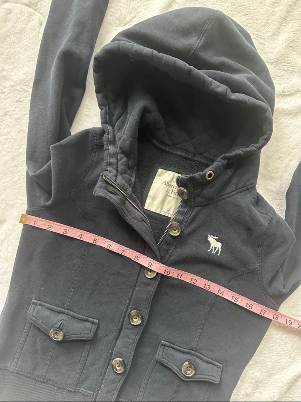 Abercrombie & Fitch M Hooded Button Up Bomber Jacket Sweatshirt Y2K Bella Swan - Picture 6 of 10